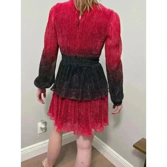 Dress The Population Mini Dress Metallic Ombre Red Black Womens Size XS - Picture 2 of 5